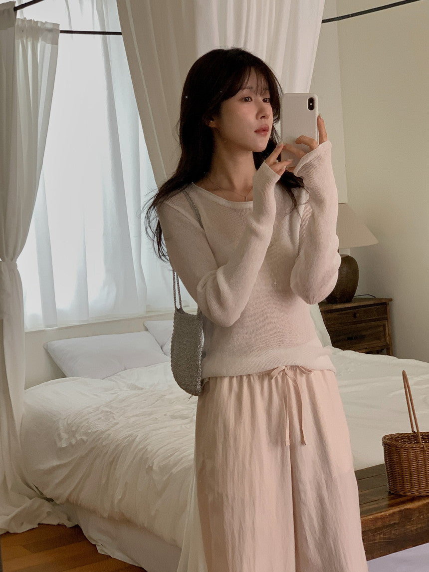 Nudy rib linen knit-4col