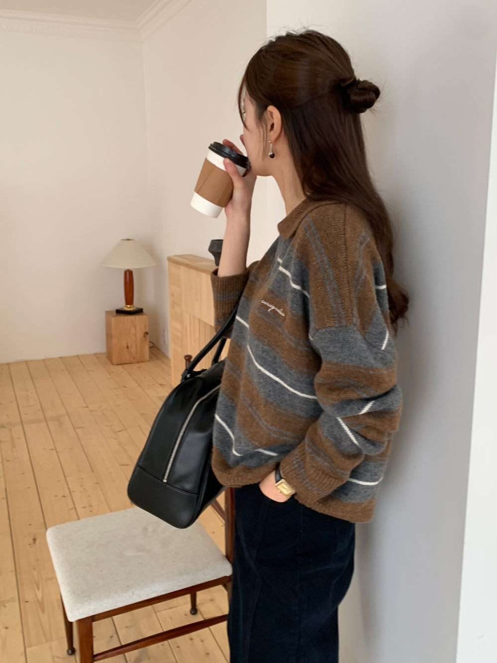 Swan s.t collar knit-2col