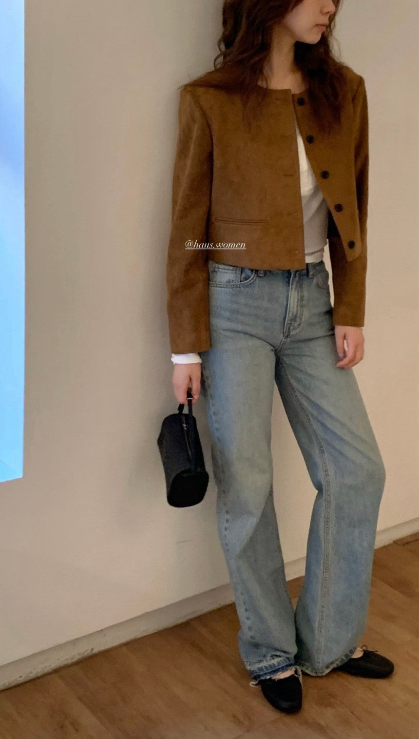 haus suede round jacket-2col