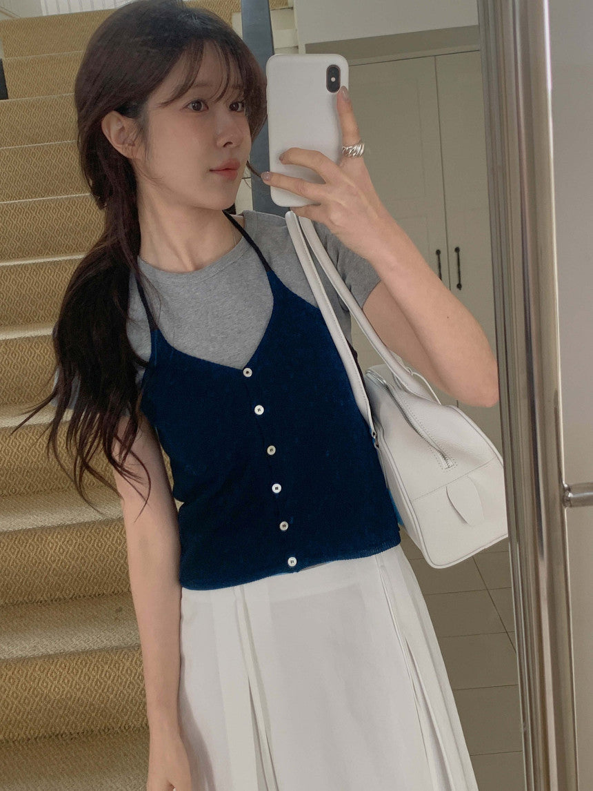 basic halter sleeveless-5col