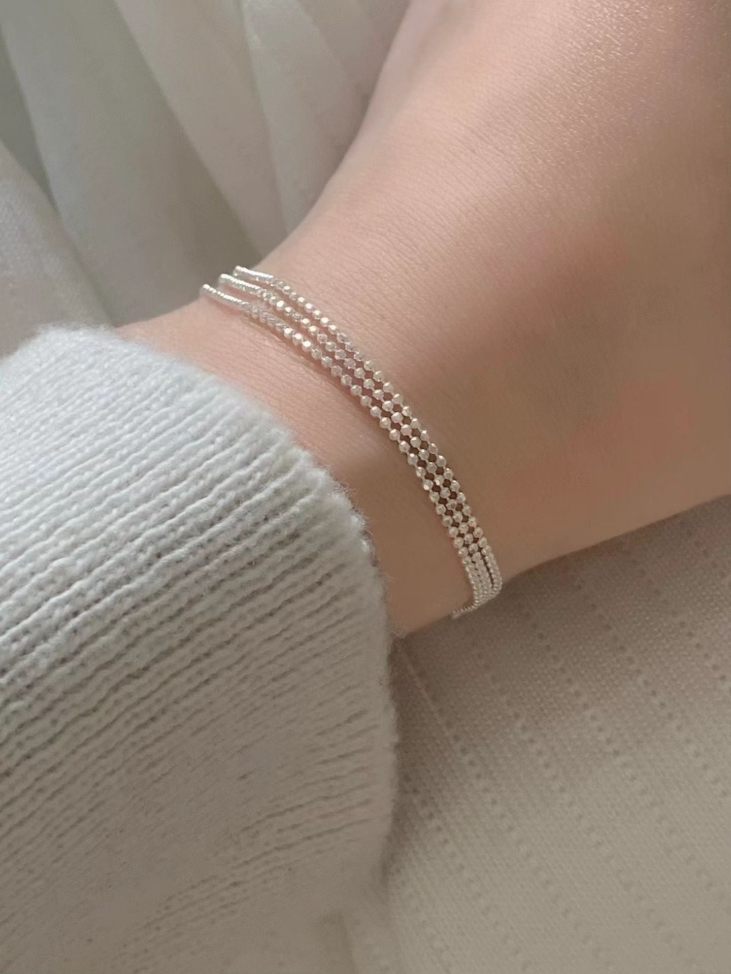 3 Silver Ball Layered Bracelet