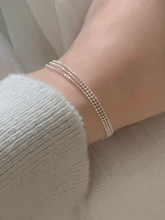 3 Silver Ball Layered Bracelet