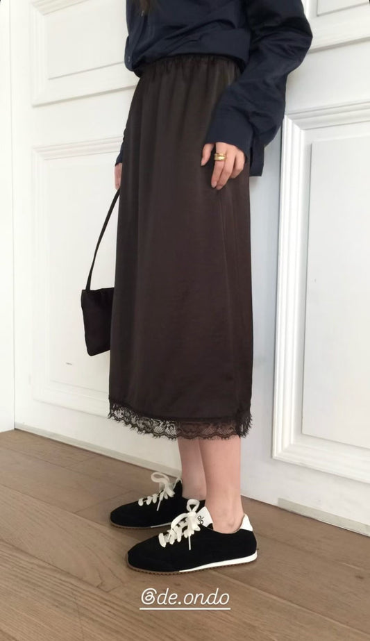 satin lace skirt-3col