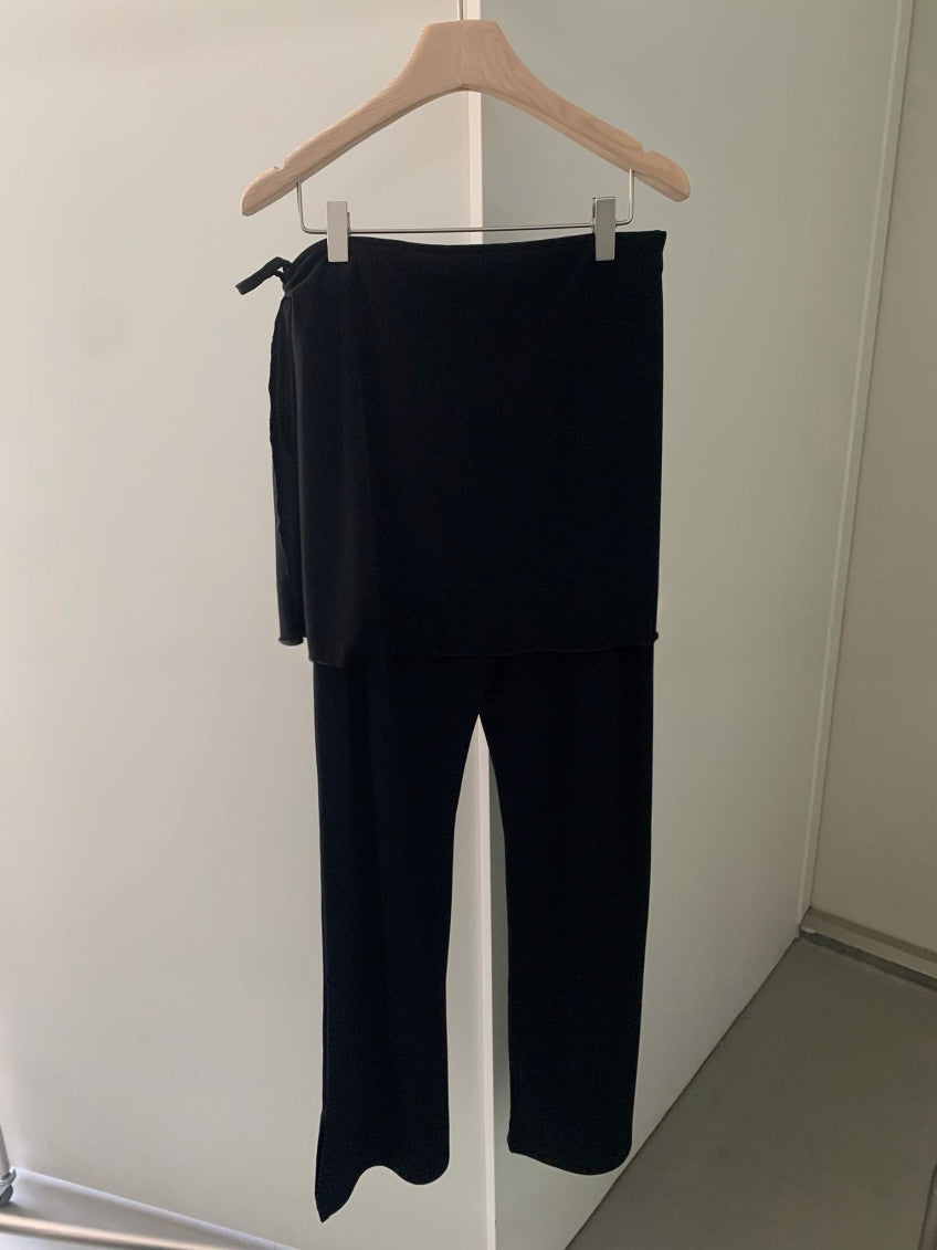 black wrap pants set