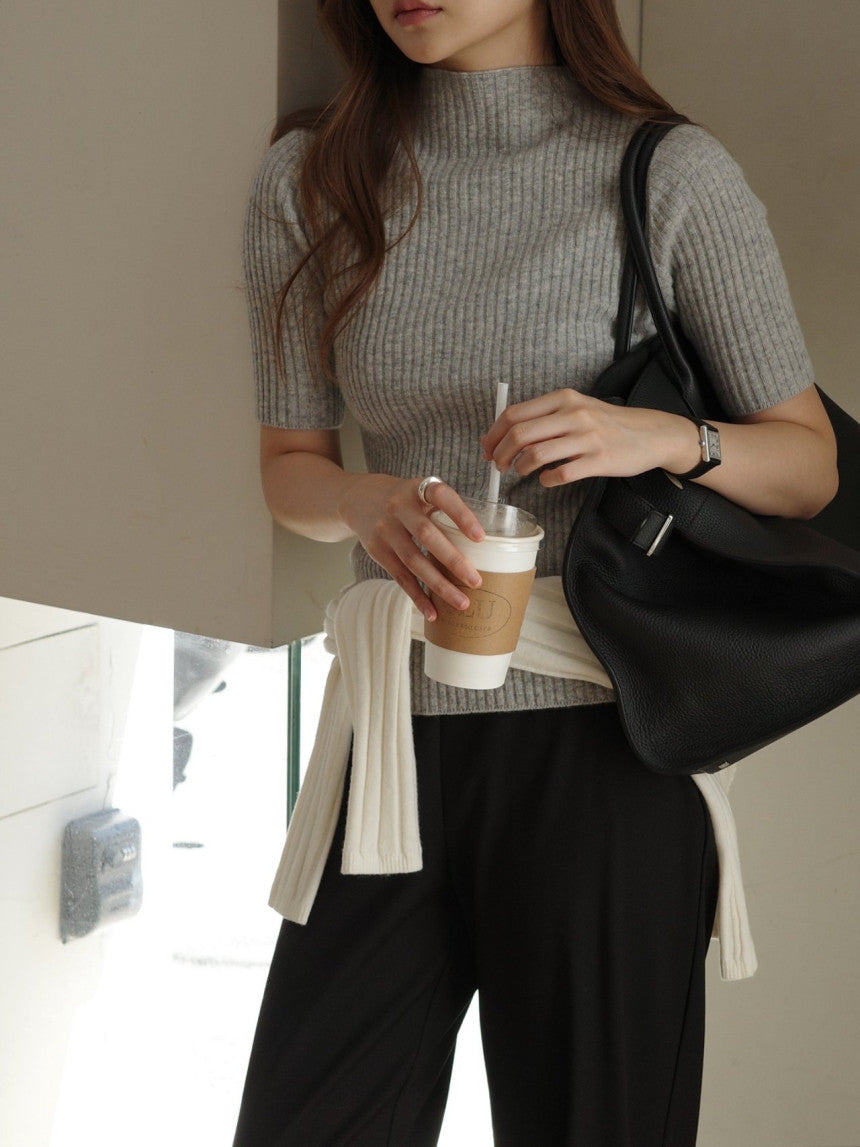 cashmere mockneck half knit-5col