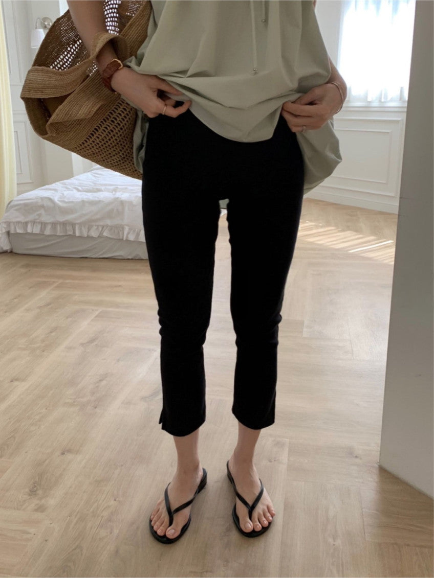 rib capri pants-2col