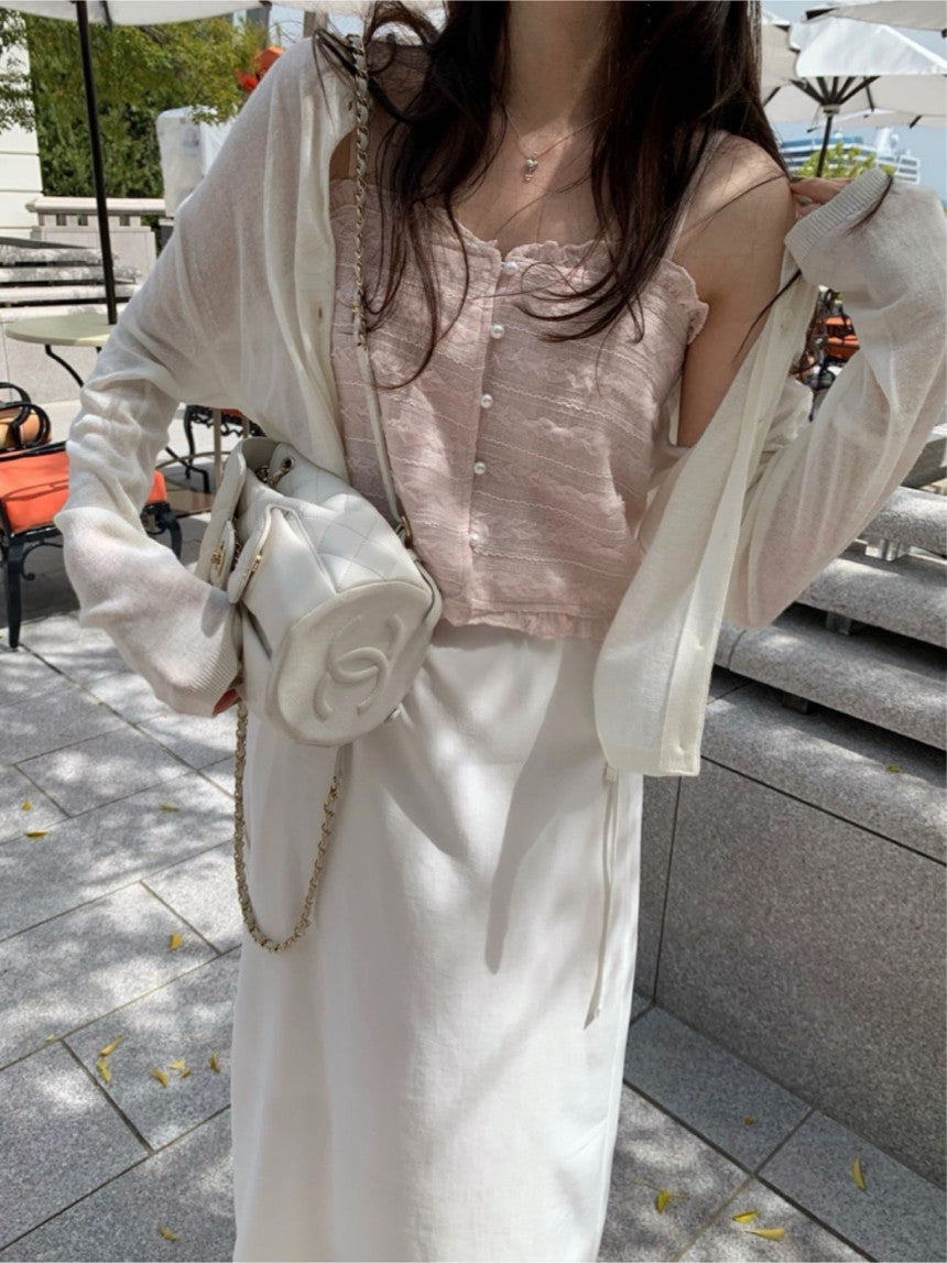 linen round cardigan-5col