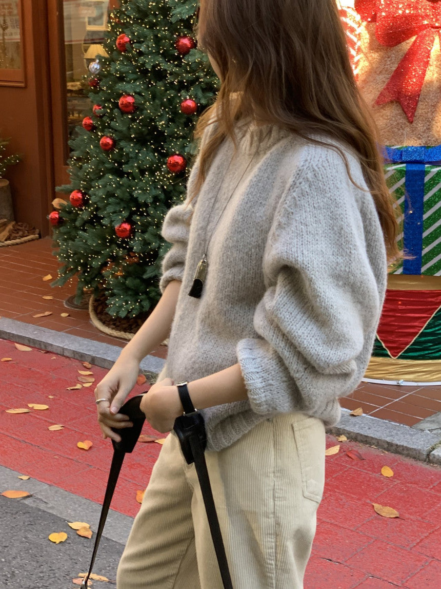 balloon alpaca oversize pullover knit-3col