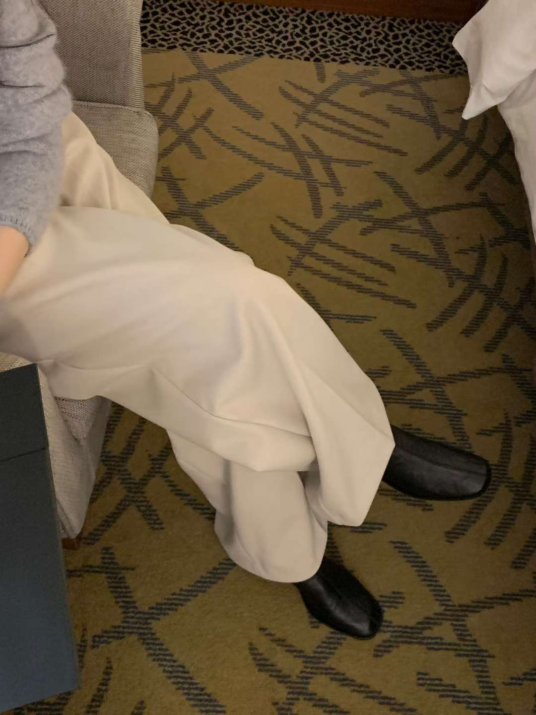 Herringbone gimo wide slacks-2col/ショート丈あり