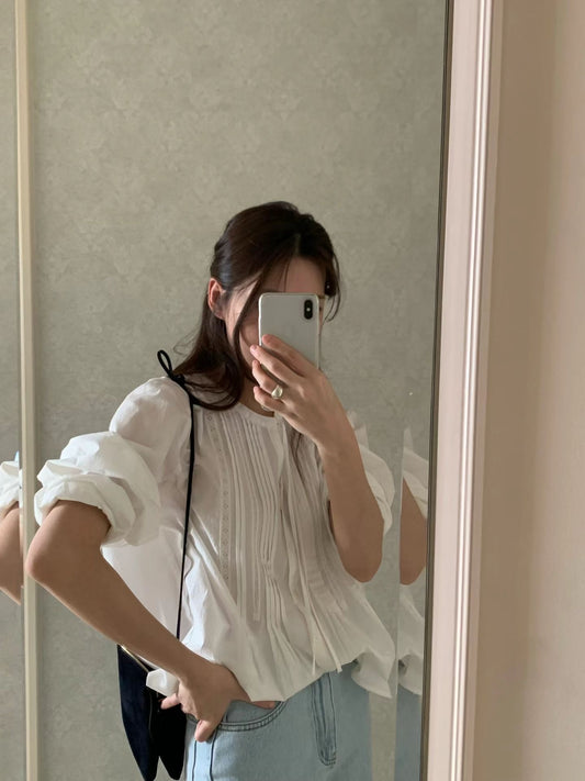 即納 Ounce kity pintuck blouse