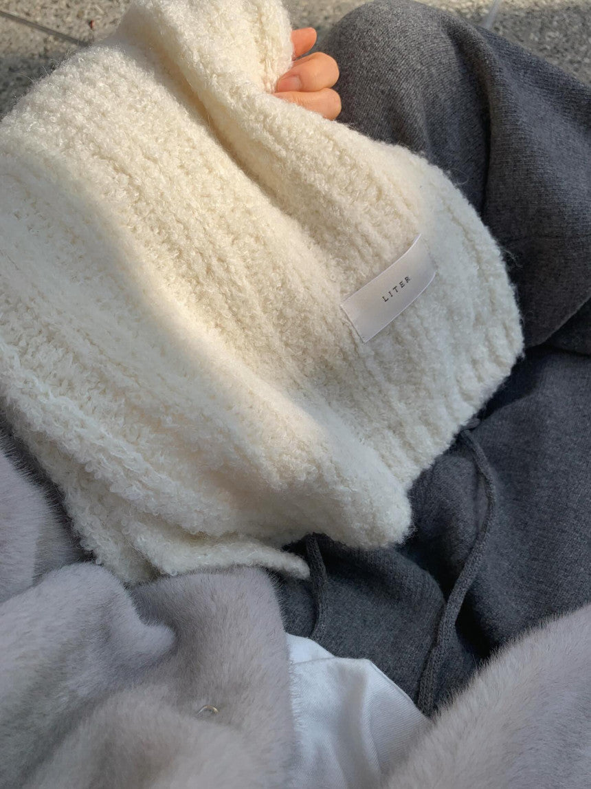 liter baby alpaca boucle muffler-3col