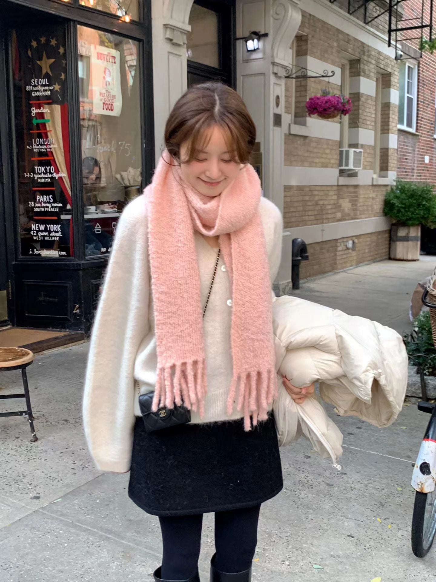 Ounce fluffy alpaca wool boucle muffler-2col