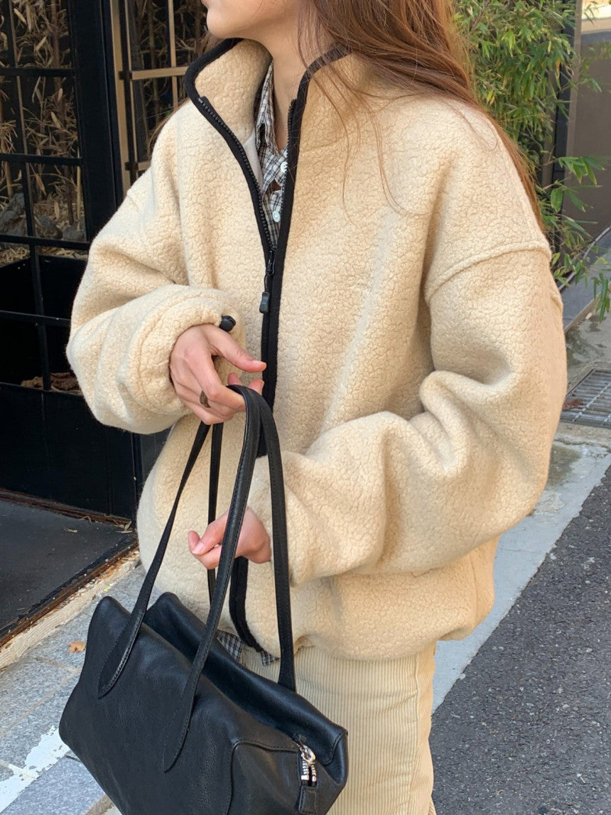 Cris fine wool dumble zip up jumper-3col