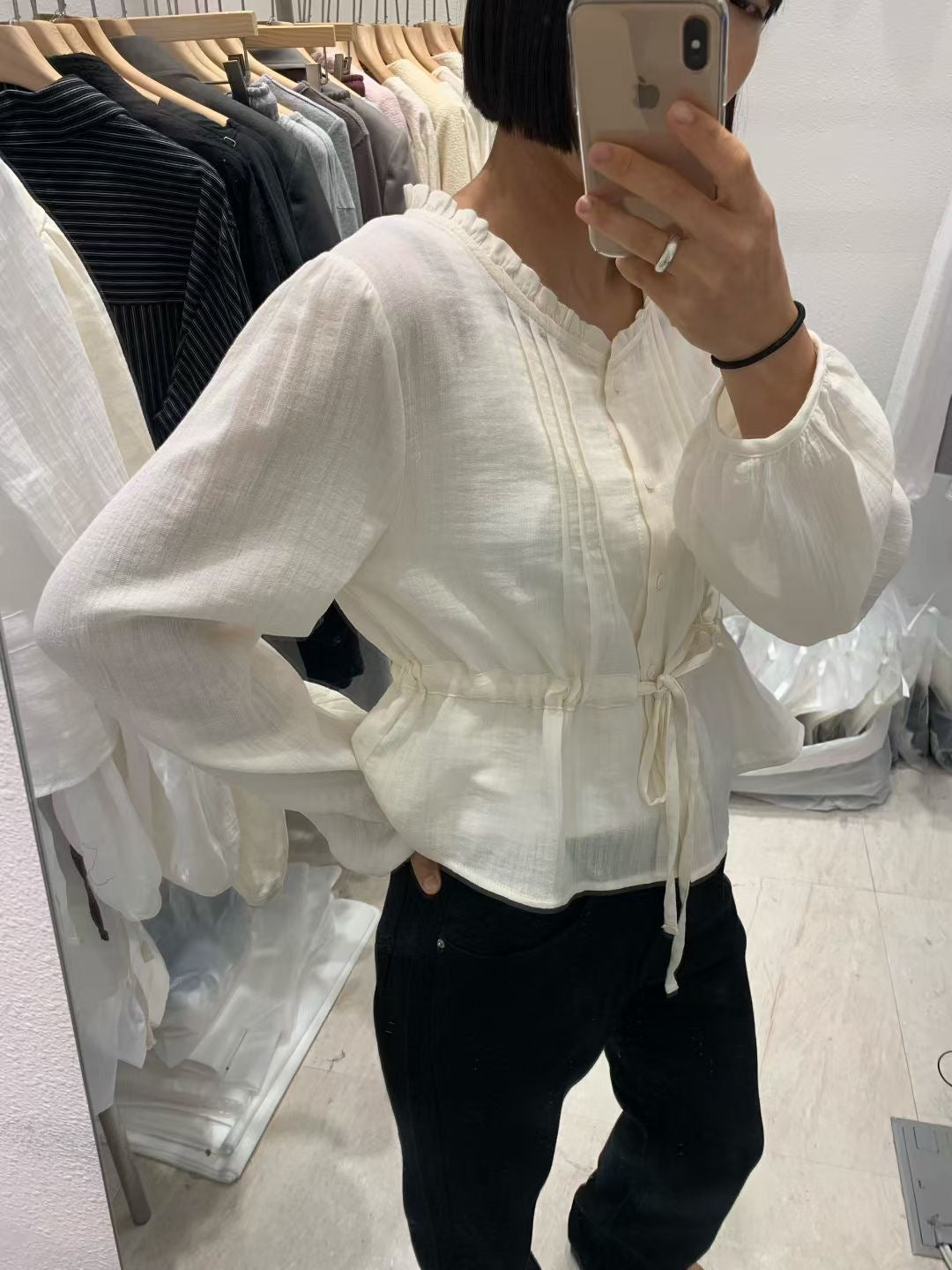 Autumn frill blouse-3col