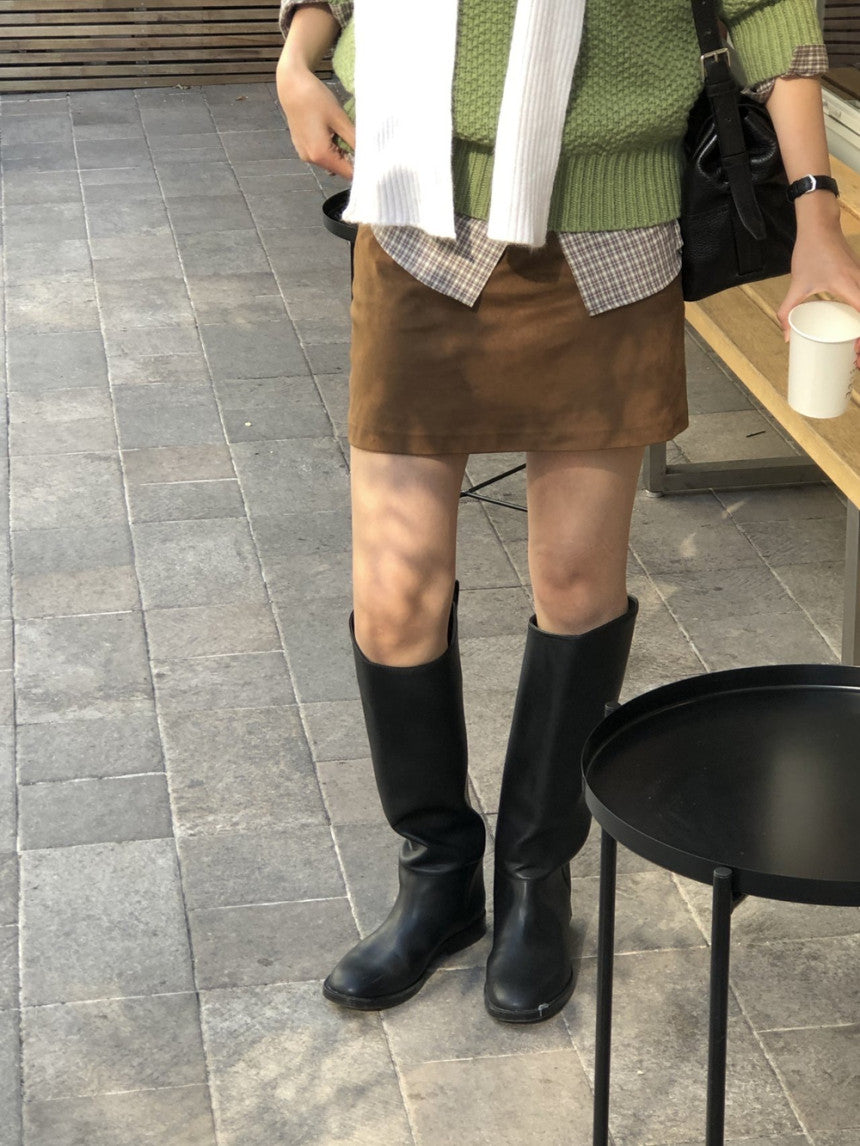 Eirin suede mini skirt-2col