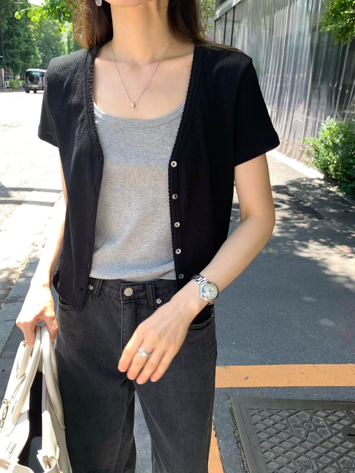 Ounce mild half cardigan-2col