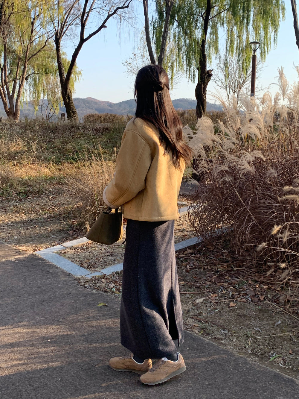 wool maxi skirt-3col