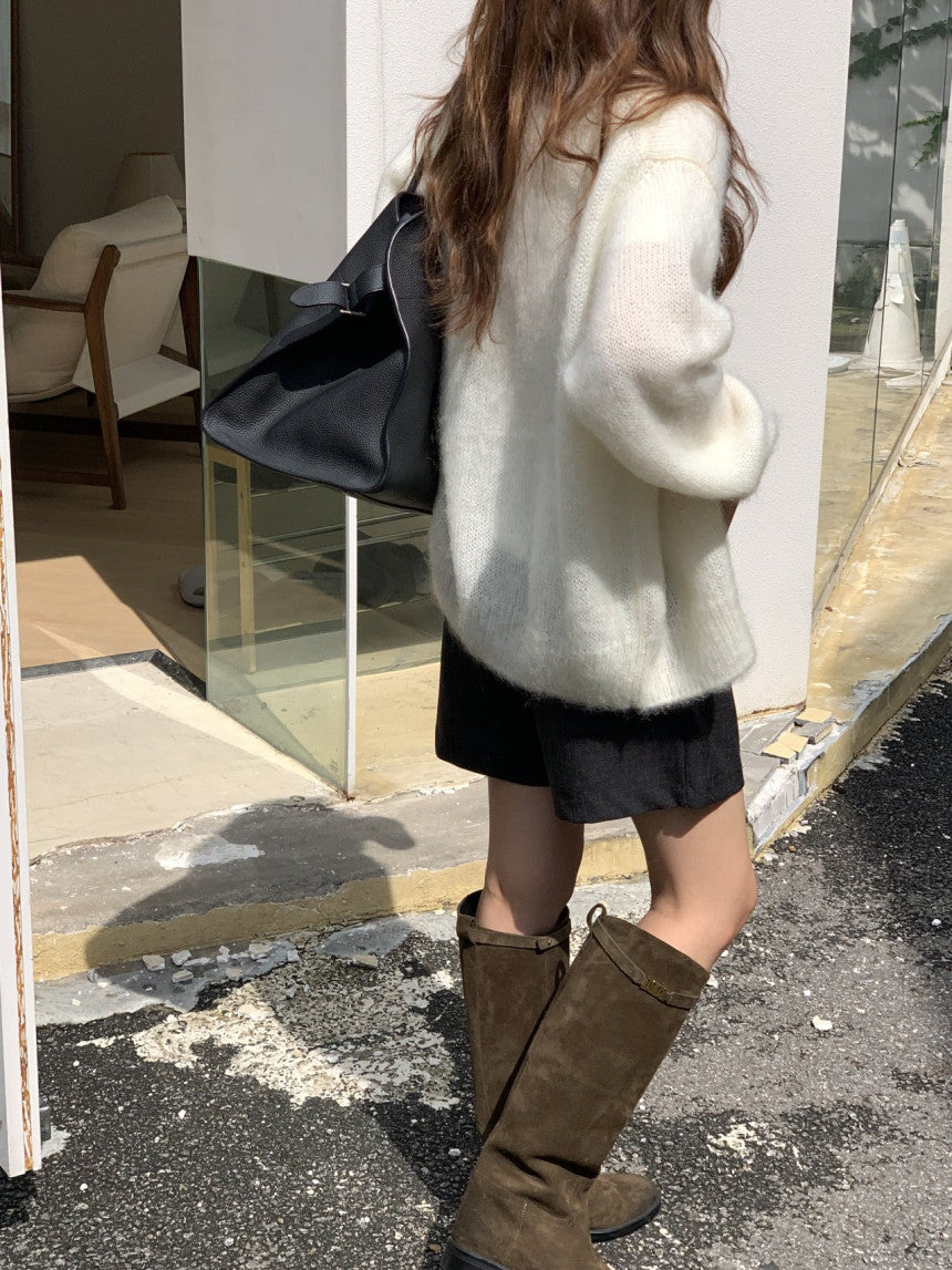 Amelie brushed mohair cardigan-2col