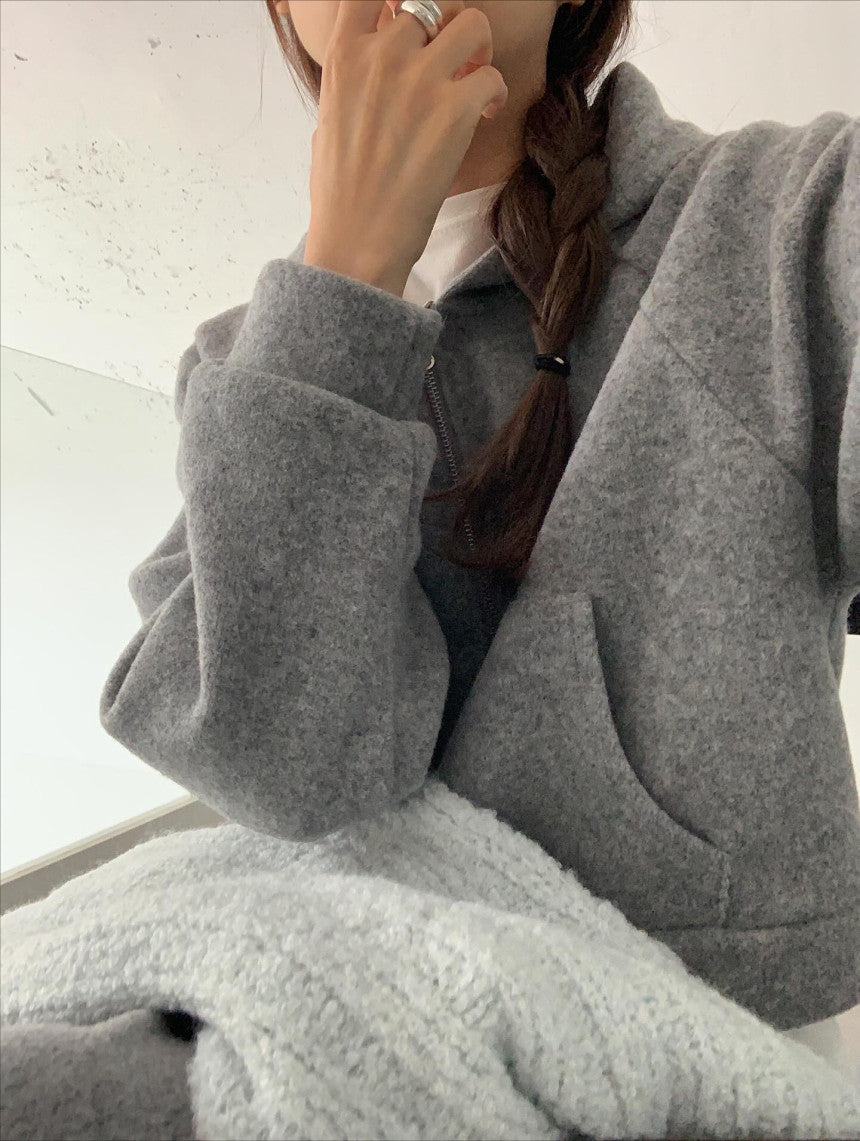 liter pony wool hood zip up-2col