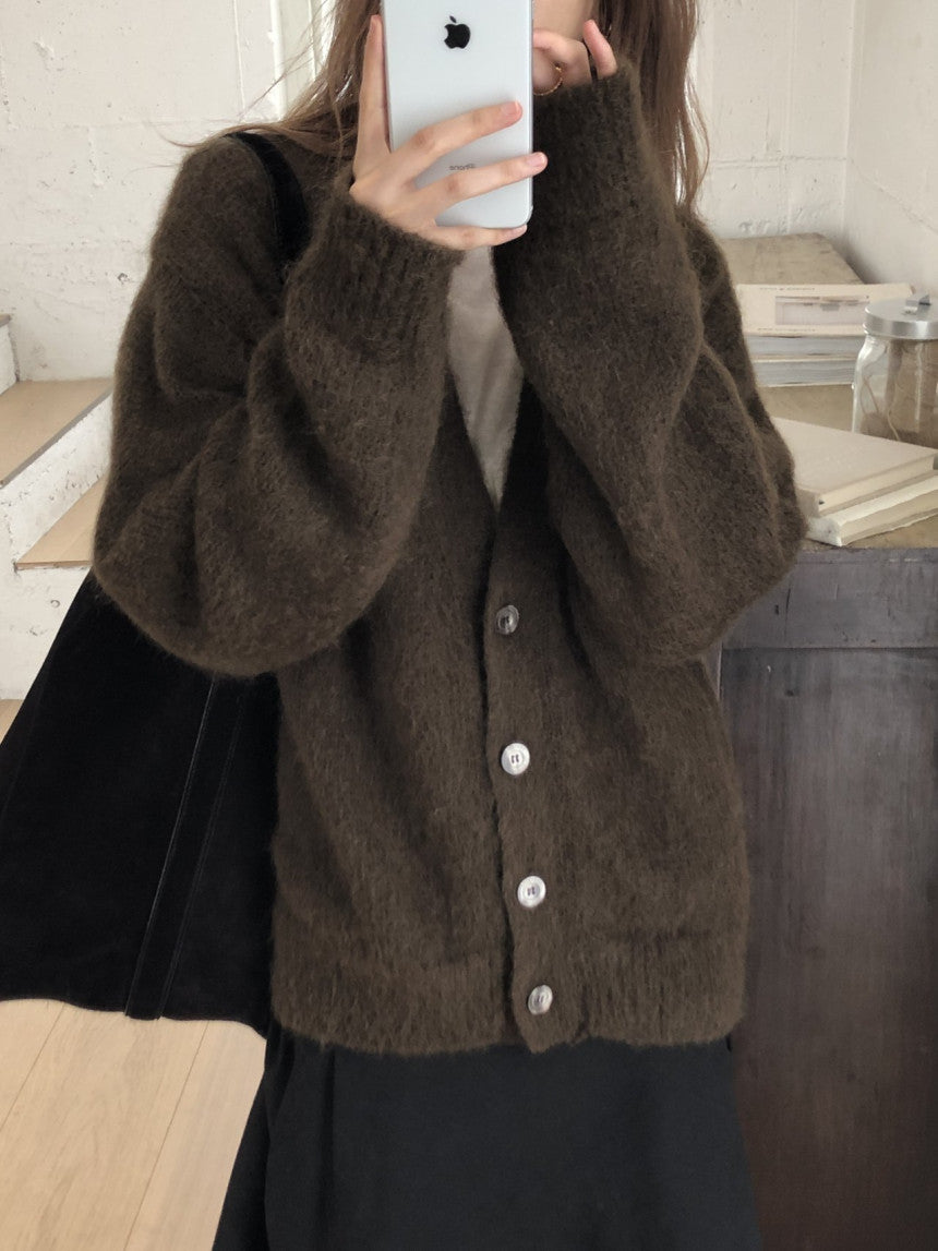 Amelie brushed mohair cardigan-2col