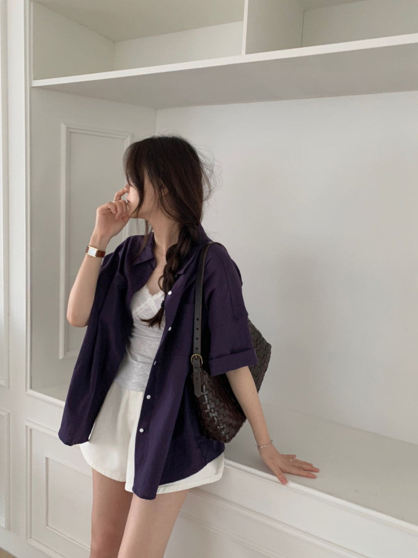 boy fit linen shirt-4col
