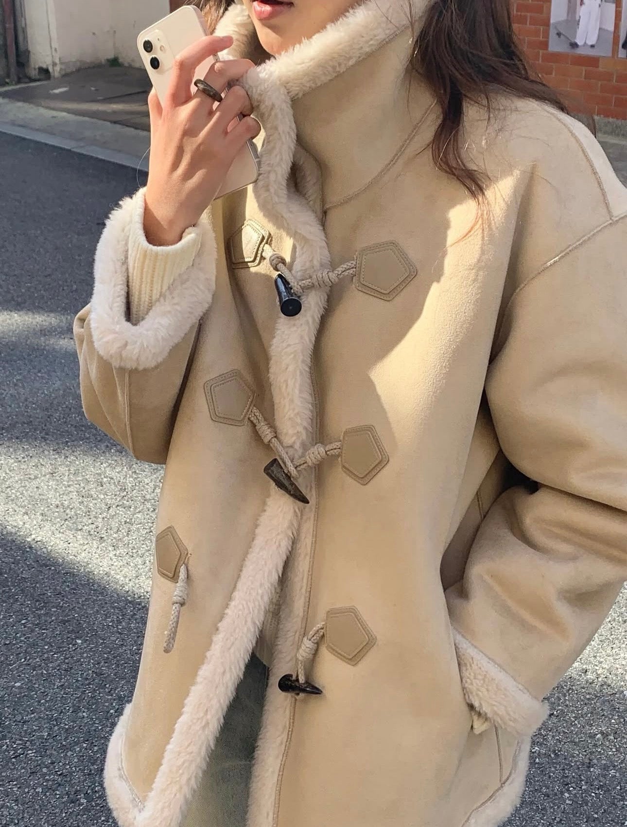 High-neck duffel reversible mustang