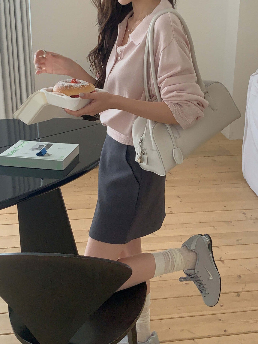 collar button knit-3col