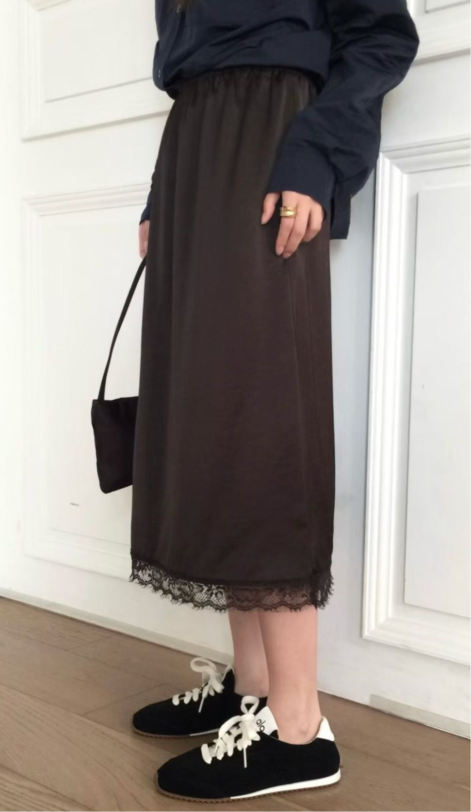 satin lace skirt-3col