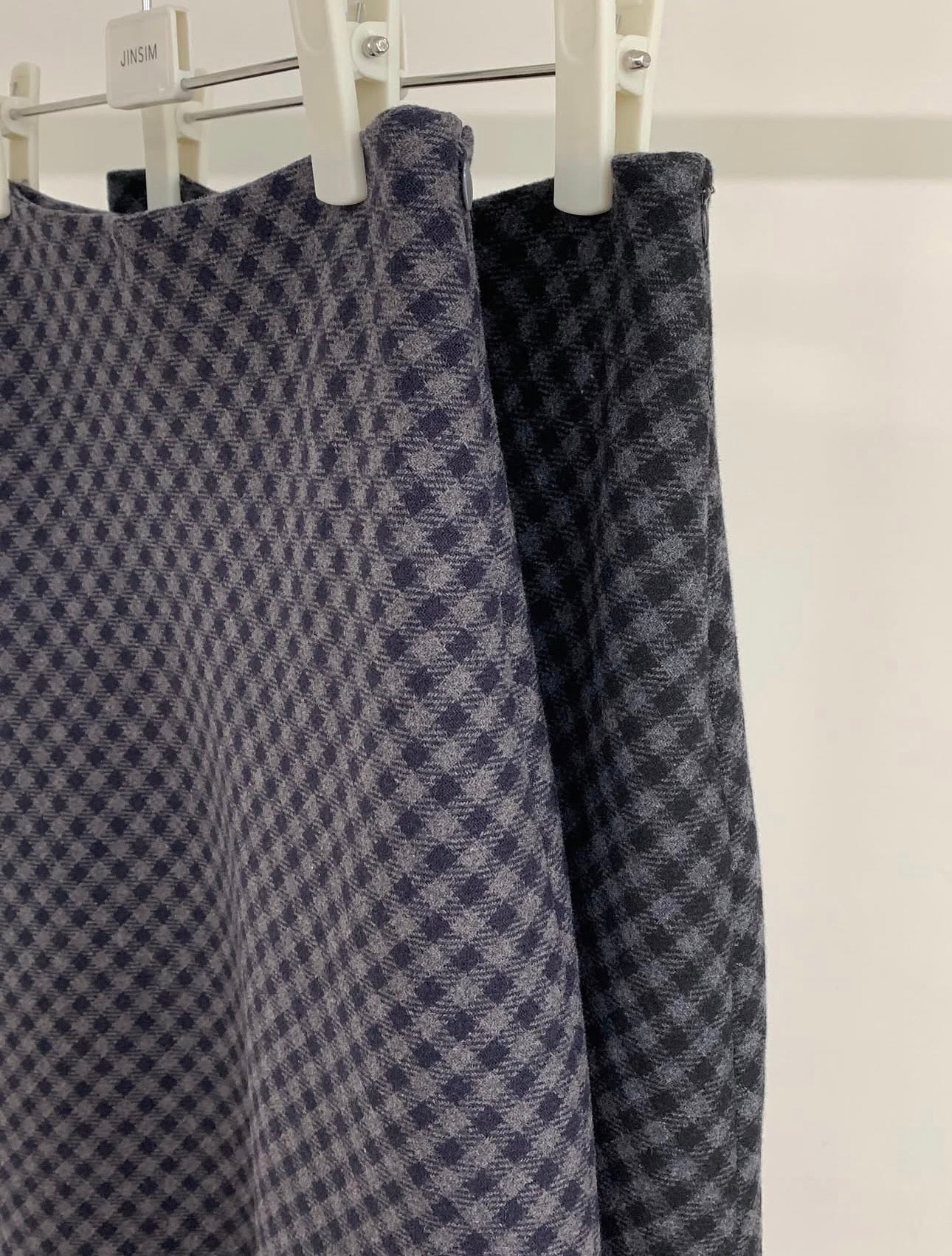 code check wool skirt-2col