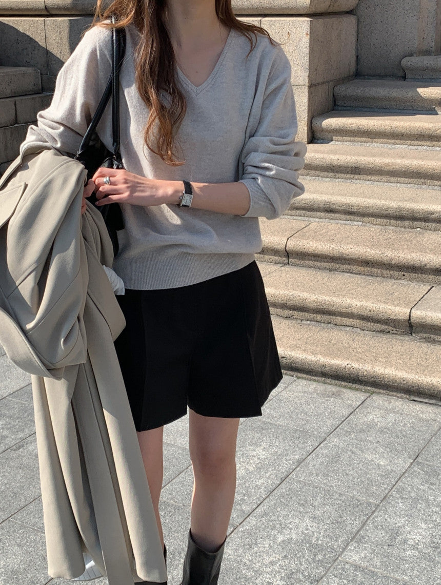 Adele wholegar cash v-neck knit-5col