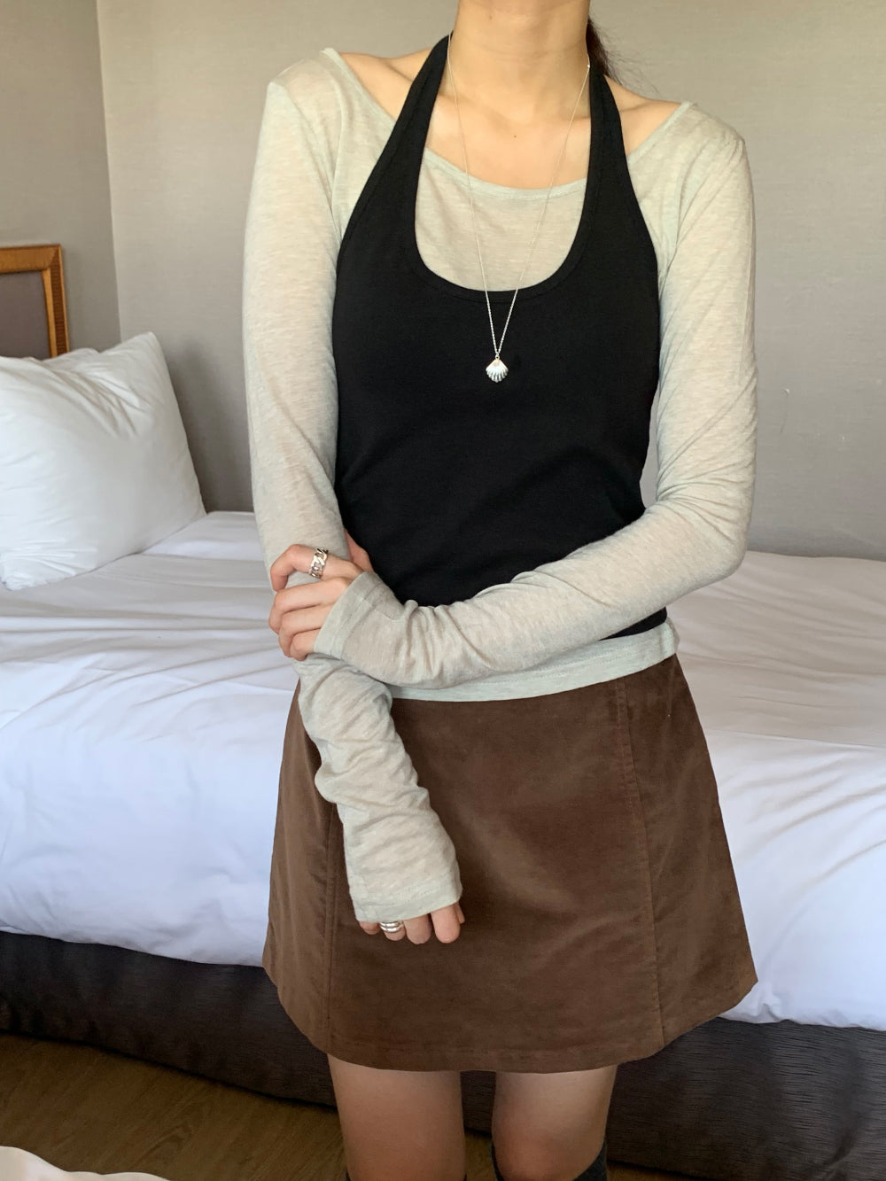 Halter layered set T-4col