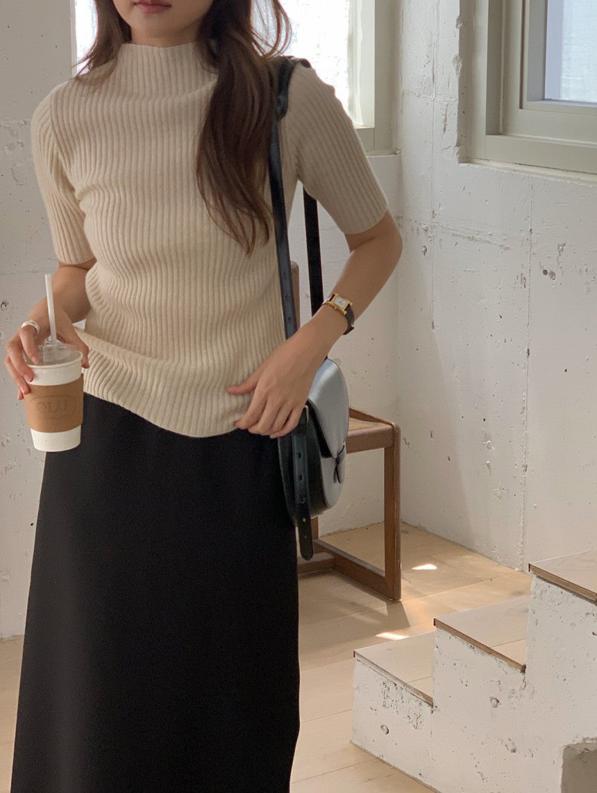 cashmere mockneck half knit-5col