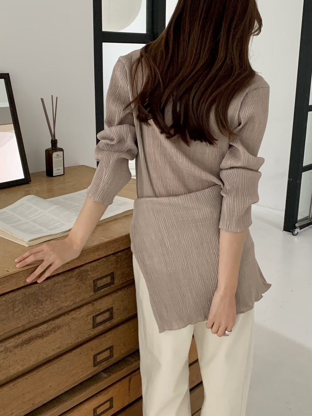 pleats cardigan-3col
