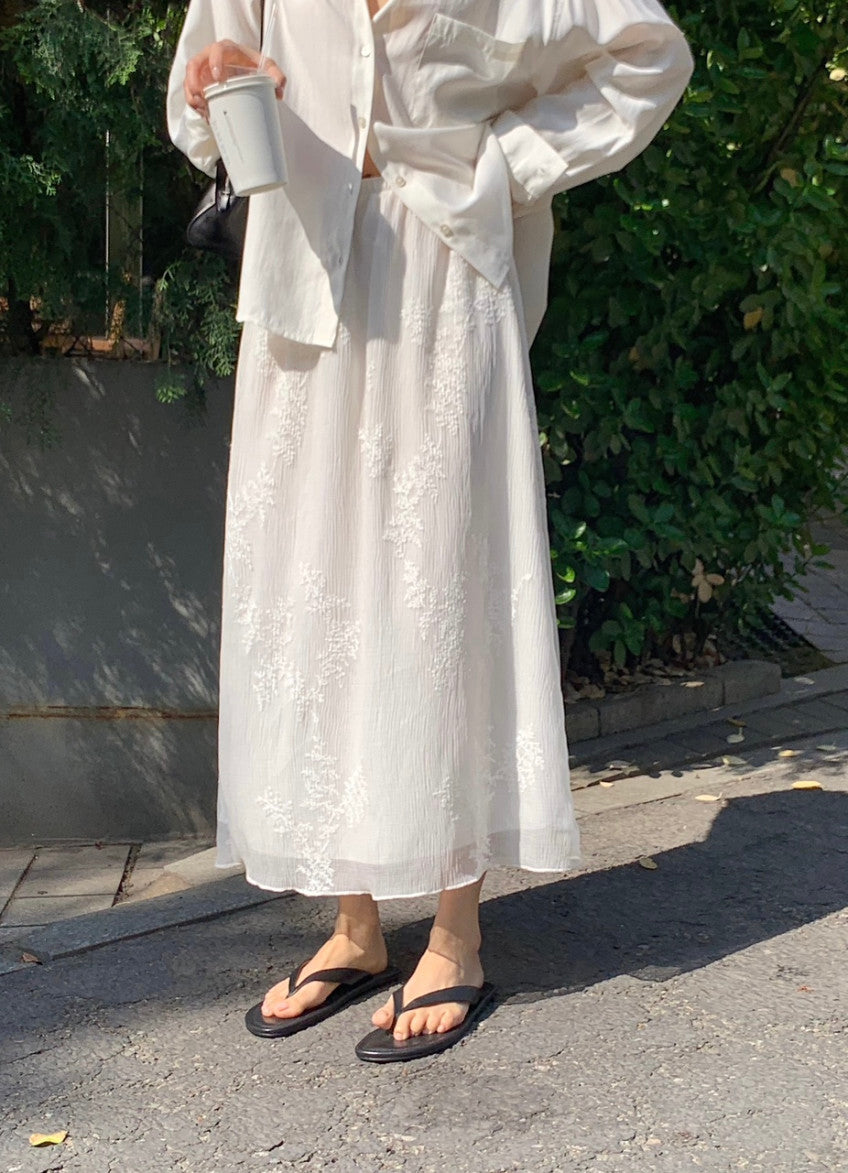 liter ria embroidered chiffon skirt
