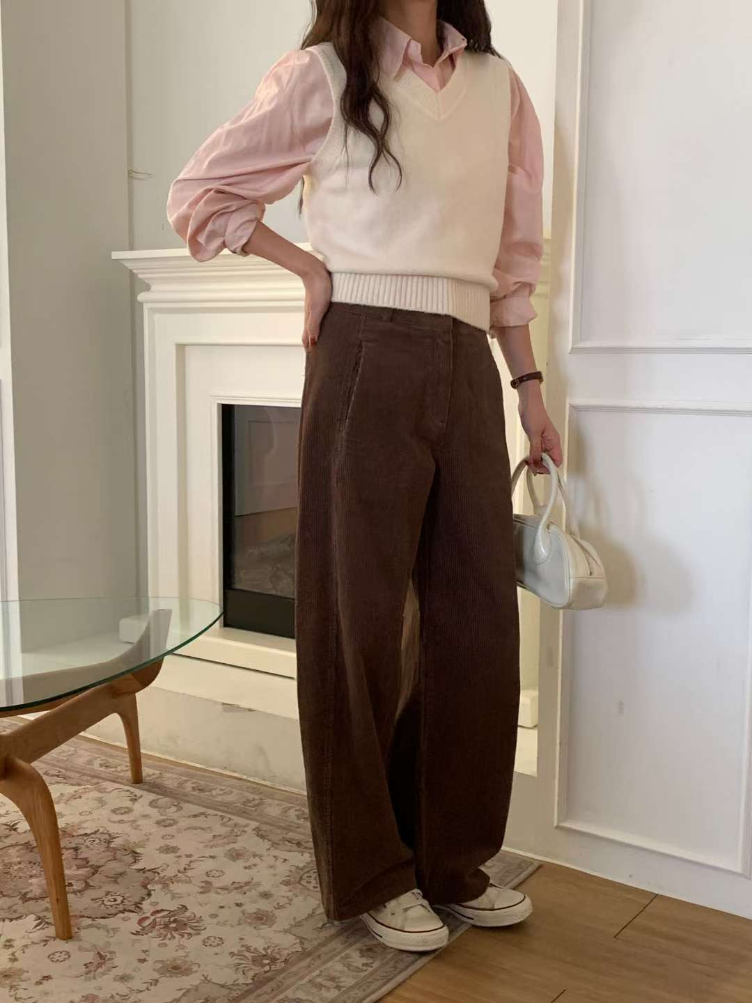 Corduroy curve pants-2col/ショート丈あり