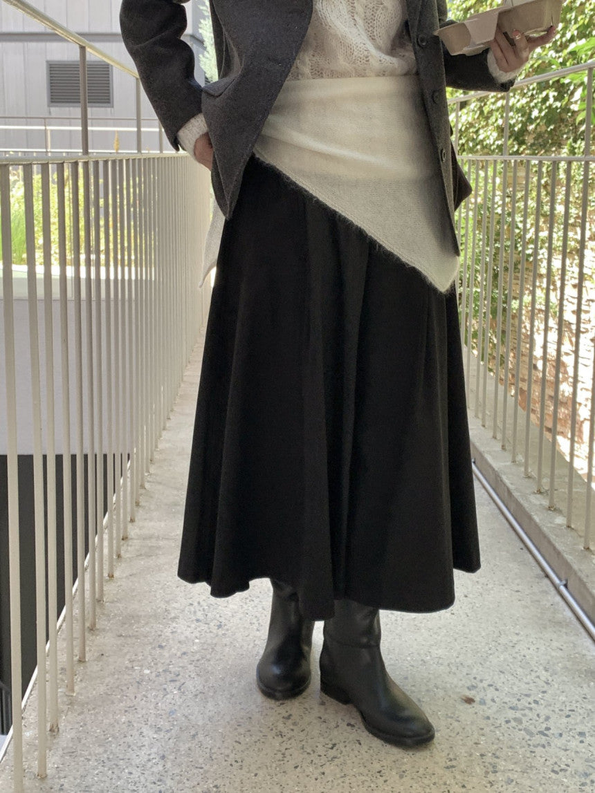 Rouelle suede flare skirt-2col