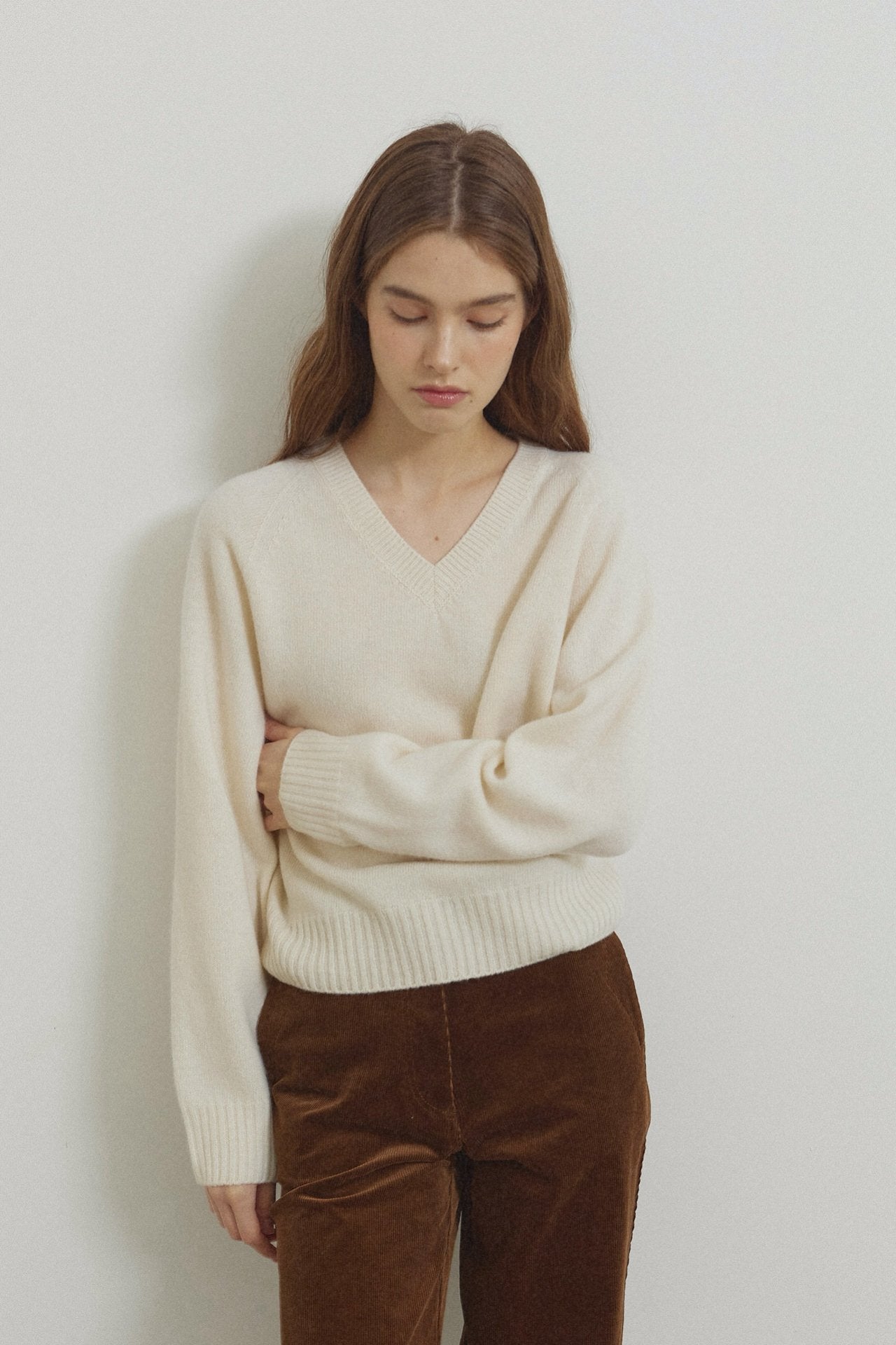 navy即納 Cashmere V knit-4col