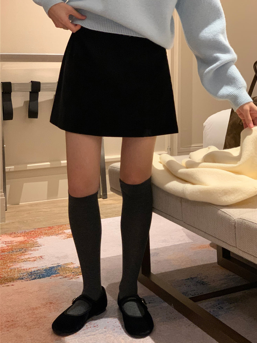 gimo suede lining skirt-2col