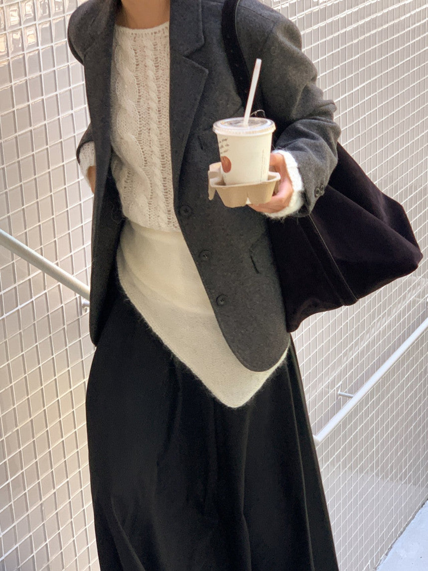 Chestnut wool blazer jacket-2col