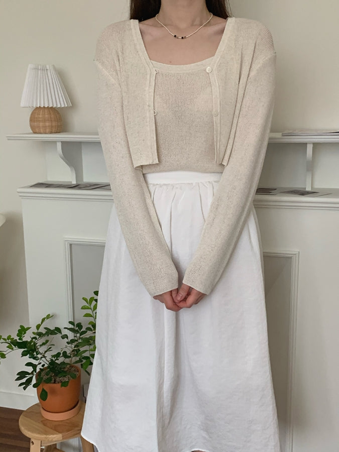 deondo linen bolero cd&sleeveless-2col