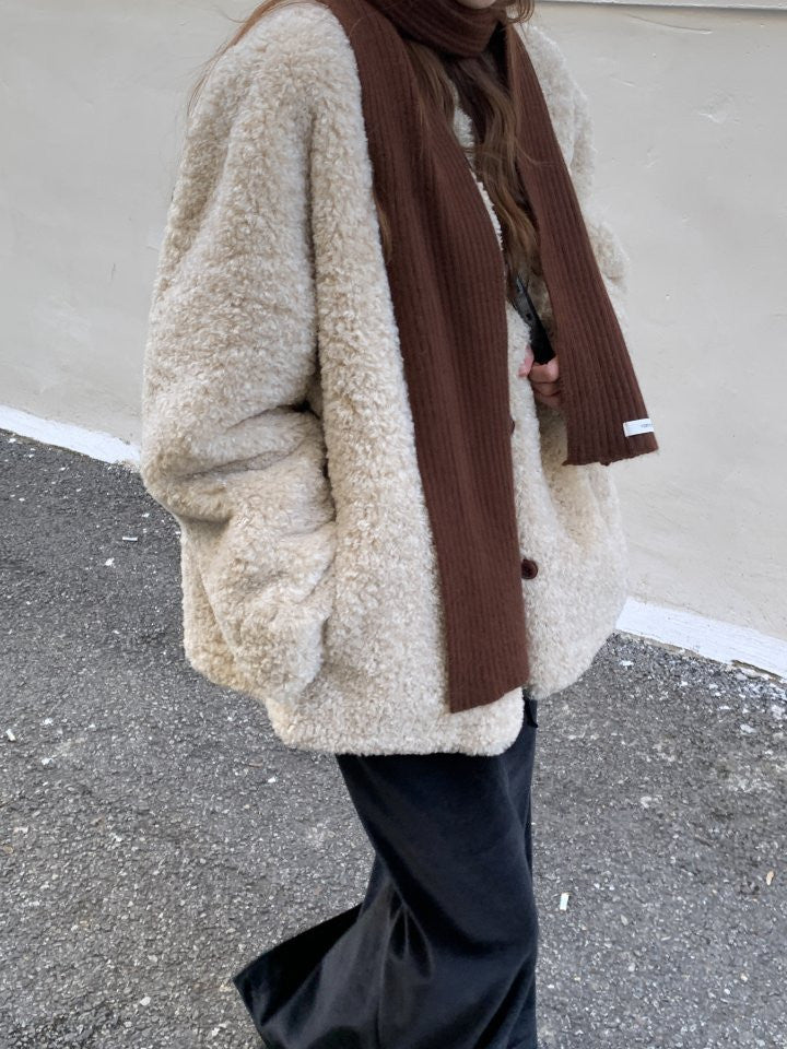 Lozan round neck fur jacket