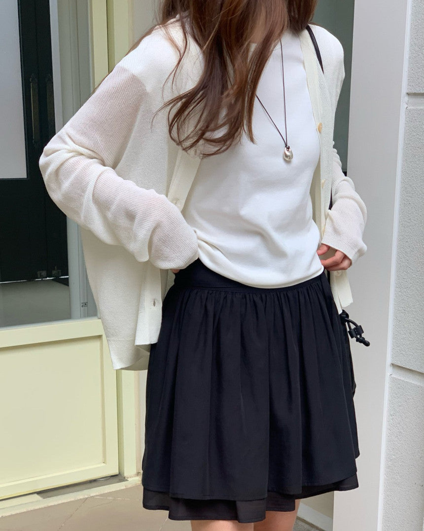 Sally layered tencel short skirt-2col