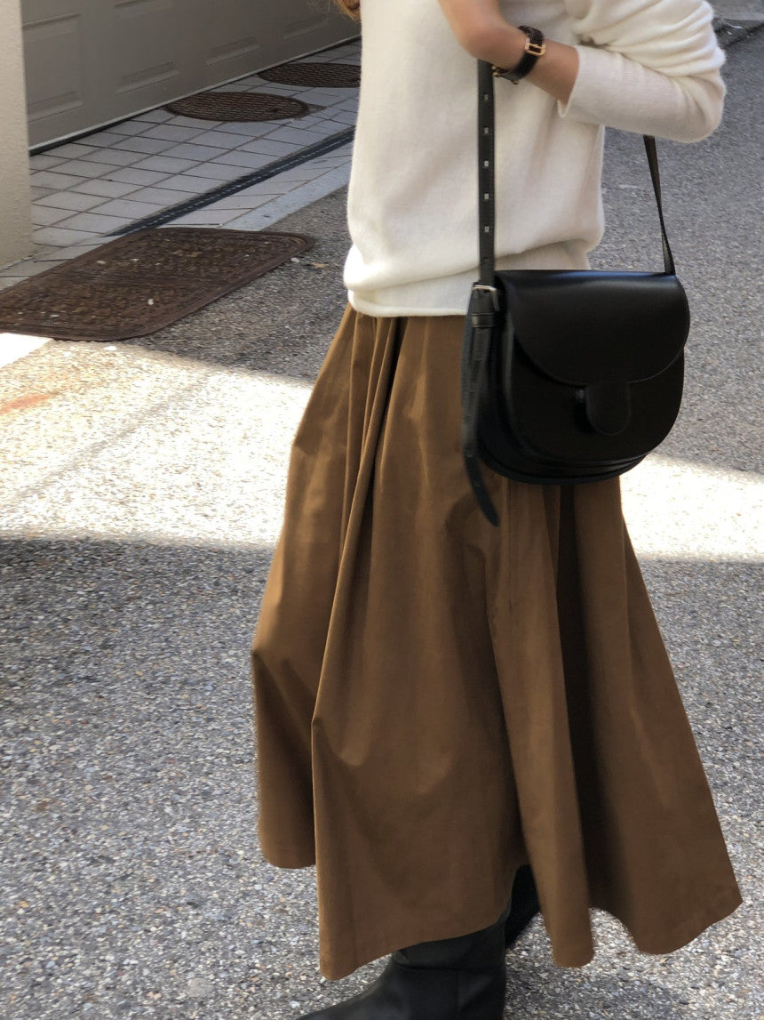 Rouelle suede flare skirt-2col