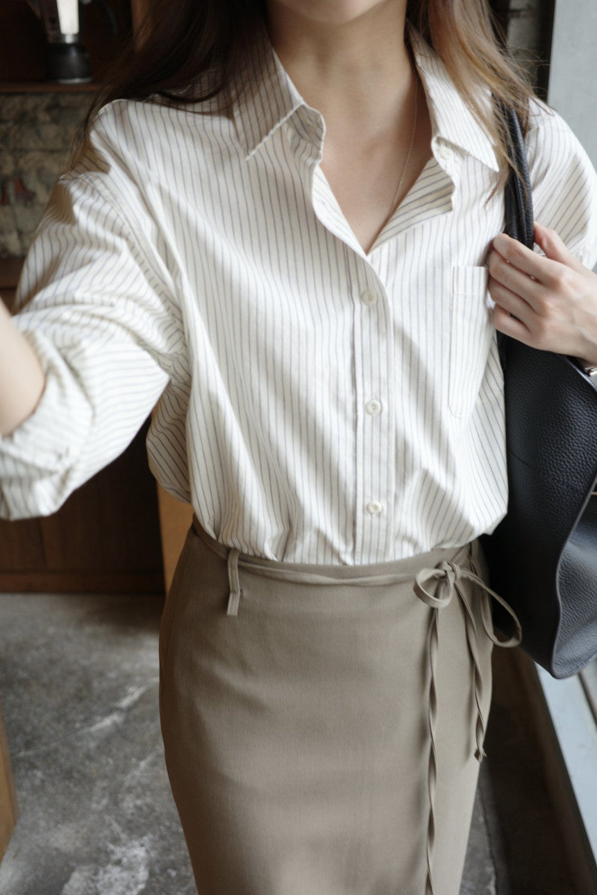 Ore pin stripe shirt-2col