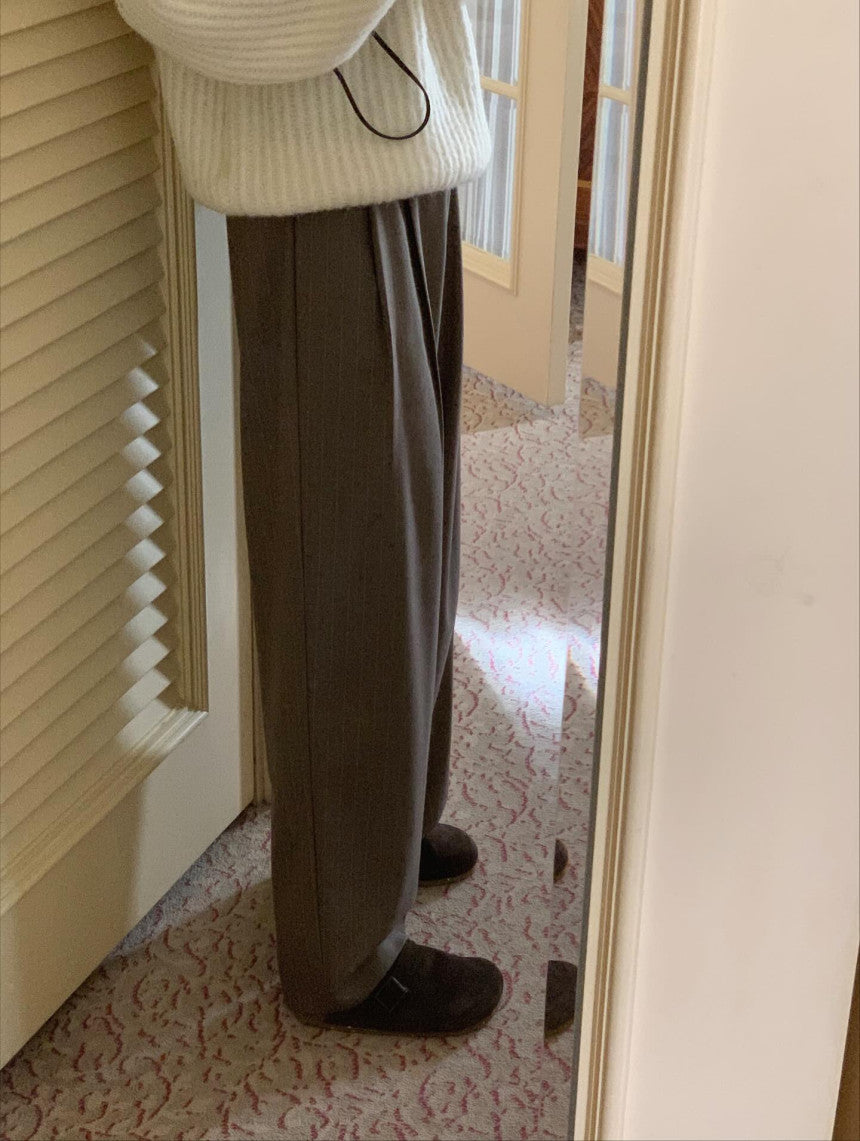 liter bound wool stripe slacks-2col