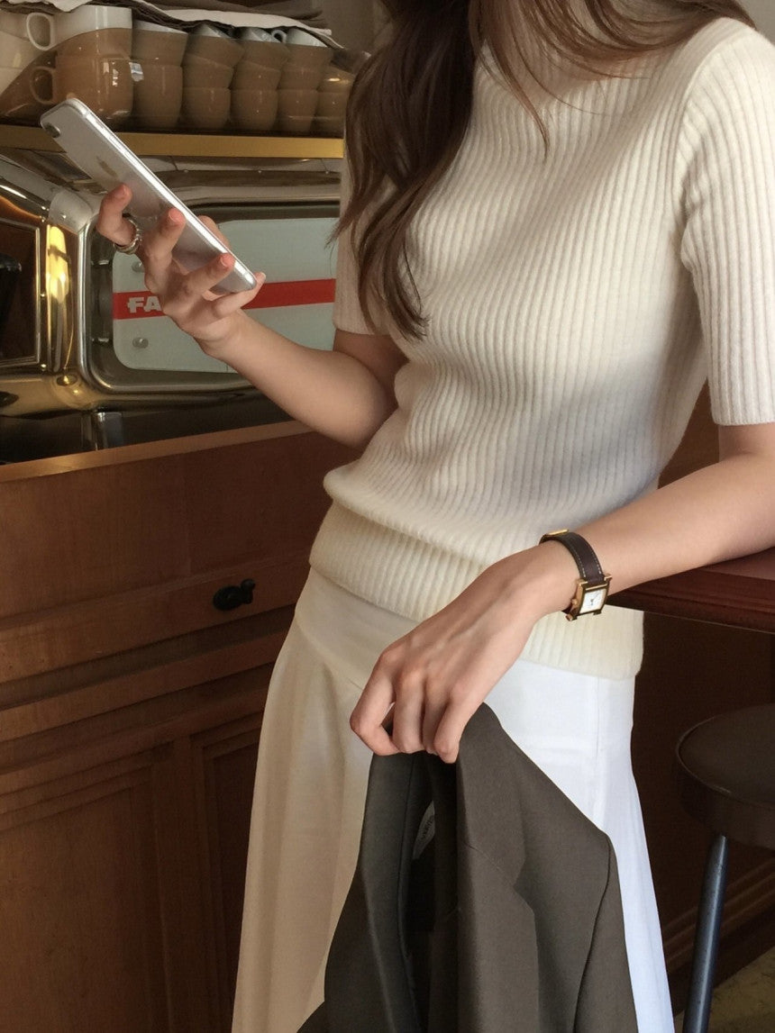 cashmere mockneck half knit-5col