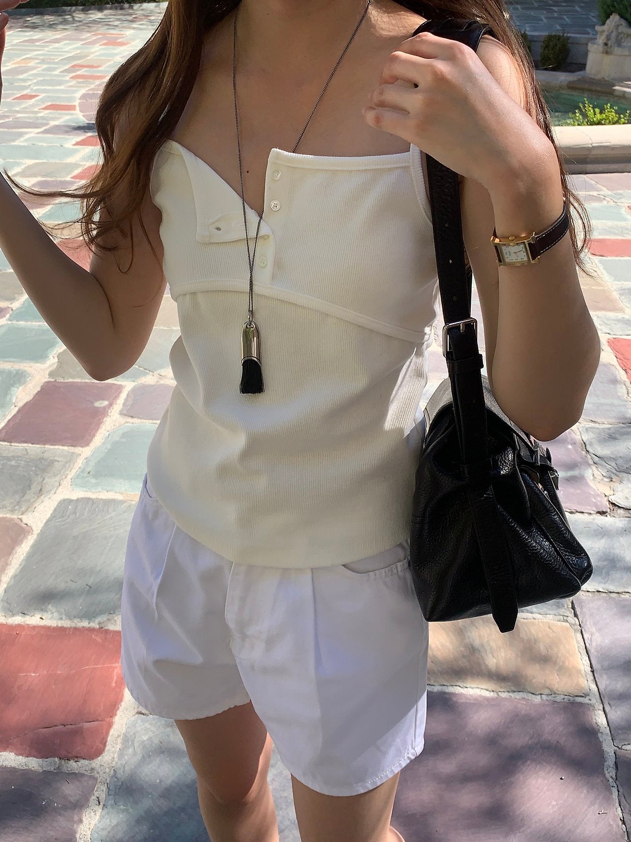 Nive henley strap sleeveless-4col
