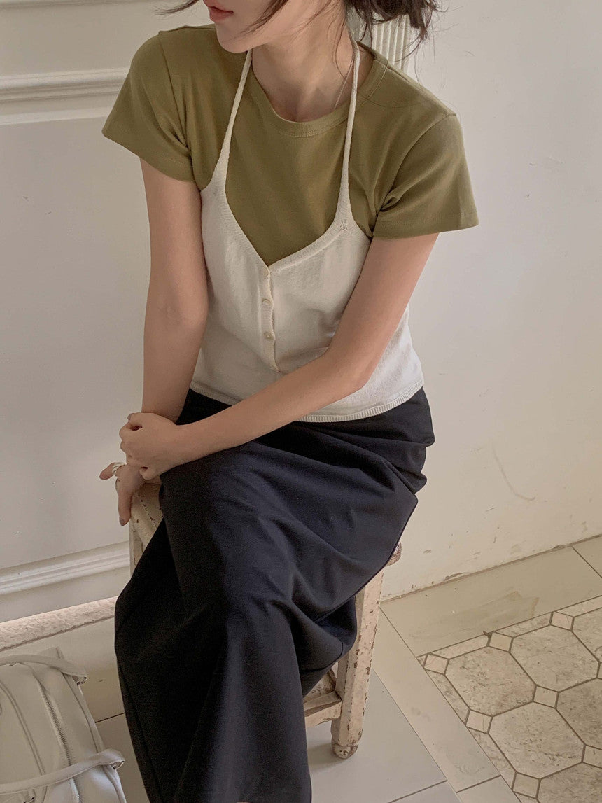 basic halter sleeveless-5col
