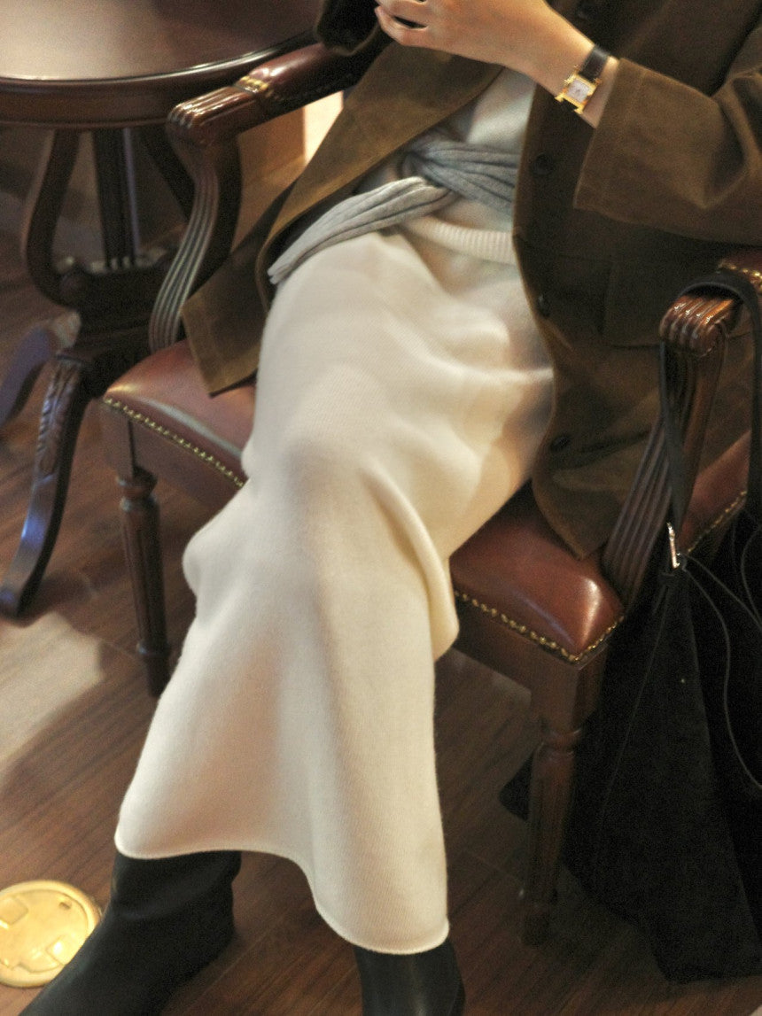 Amel wholegament cashmere knit skirt-3col