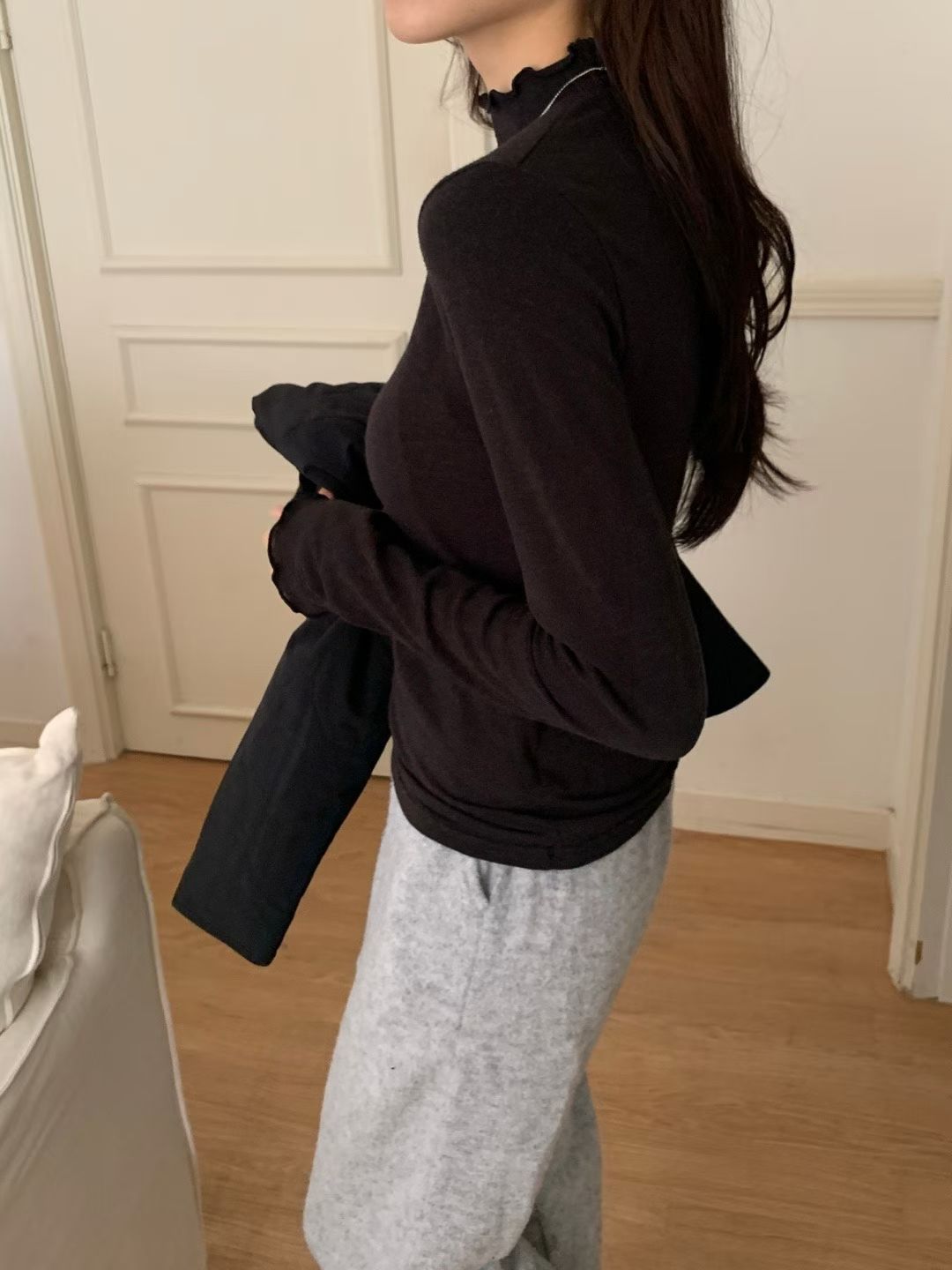 Rose angora half high neck T-5col